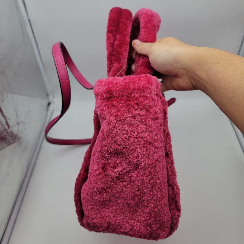 Kate Spade Ella Faux Shearling Small Tote K9390 Festive Pink - Picture 3 of 6